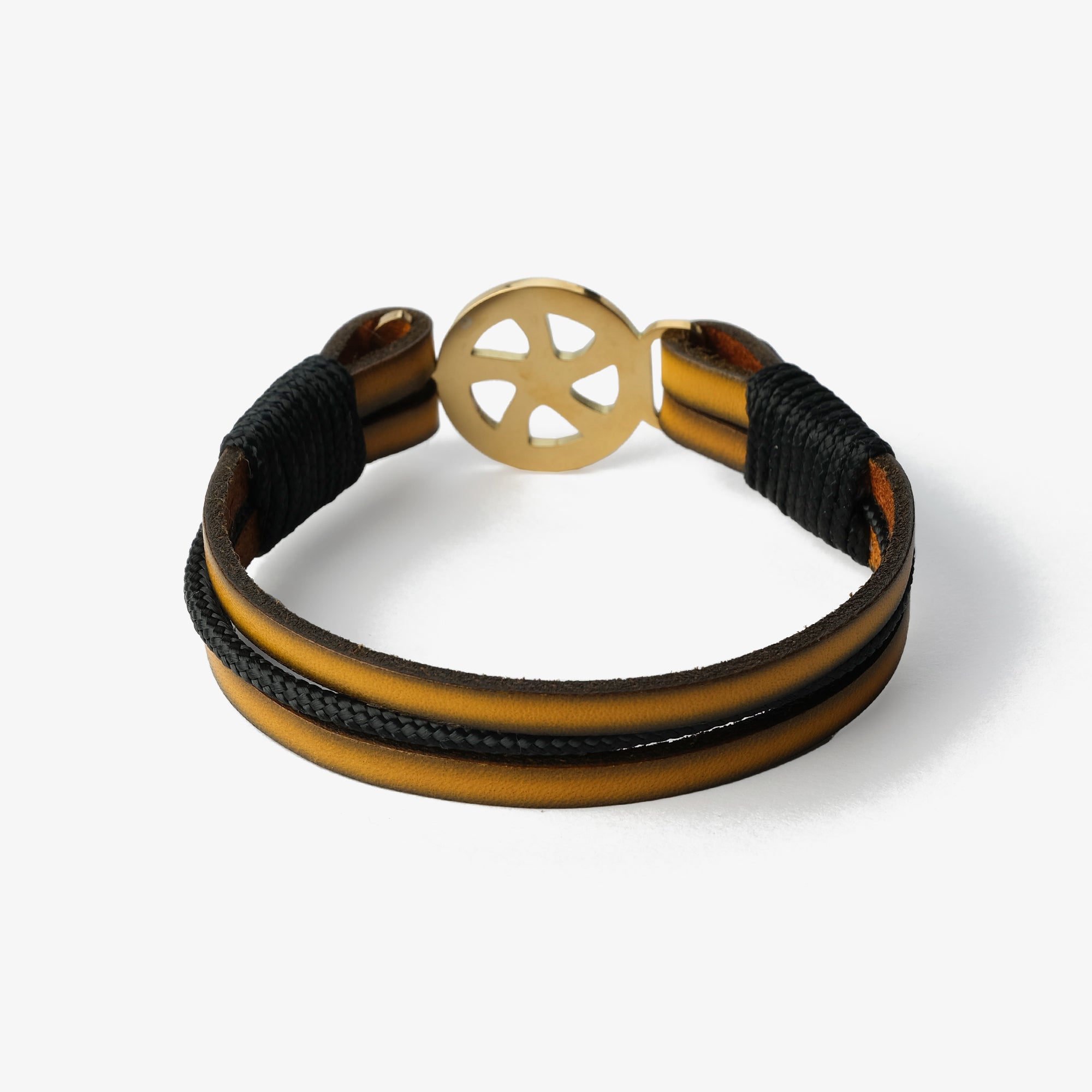 Old Skipper Royal Bee Golden bratara piele galben-negru ancora