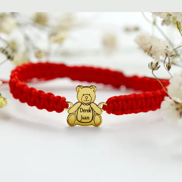 Margeluta.dincristal Ursuleț brățară copii aurită personalizată