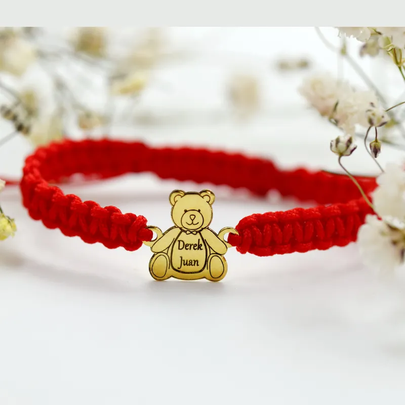 Margeluta.dincristal Ursuleț brățară copii aurită personalizată