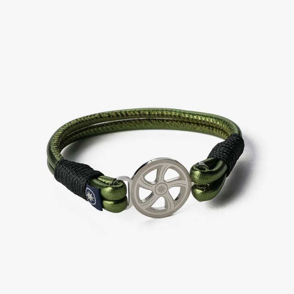 Old Skipper NPMLB-902M bratara piele verde roata carma