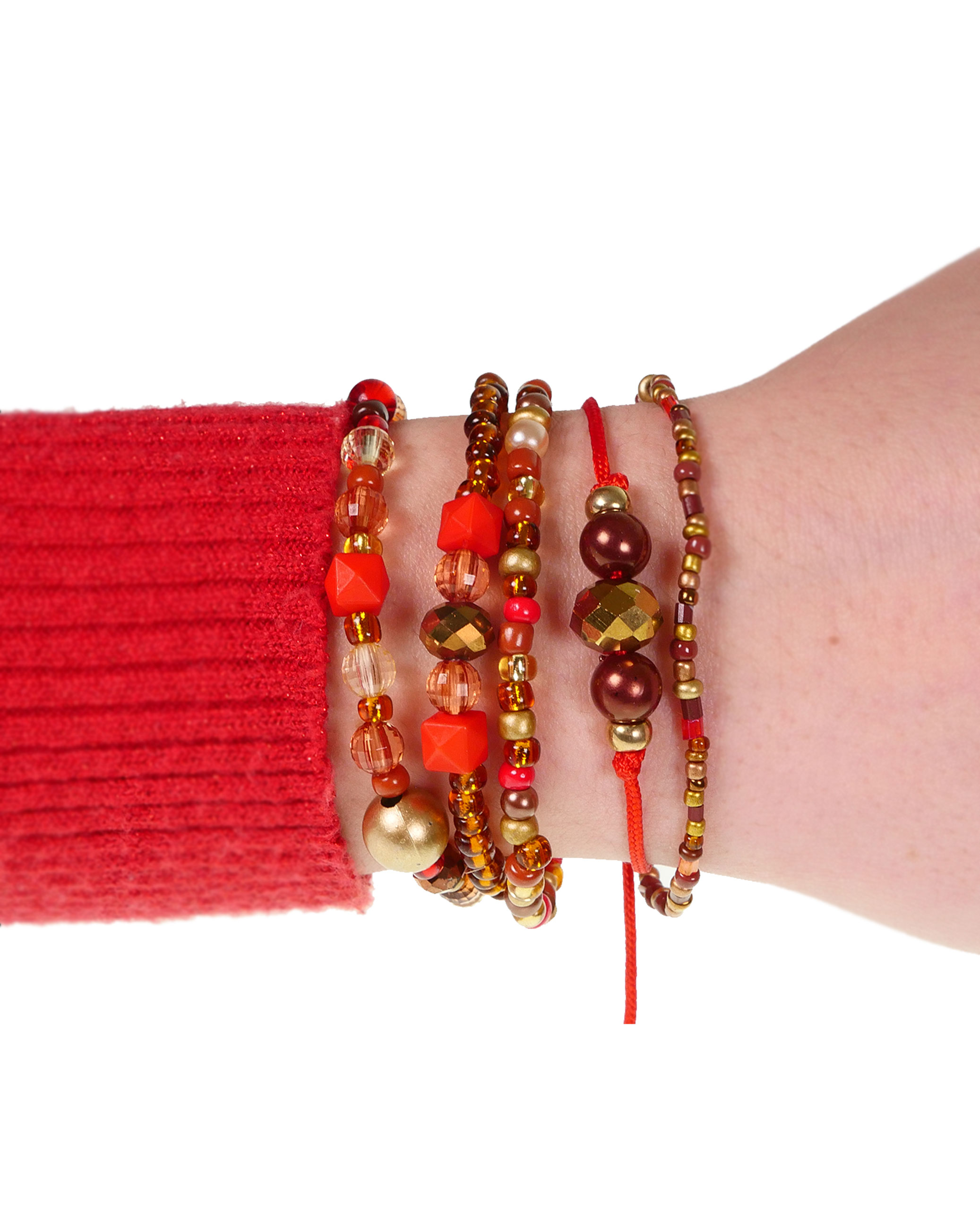 CrisFeather Oriental Red set 5 brățări mărgele roșu