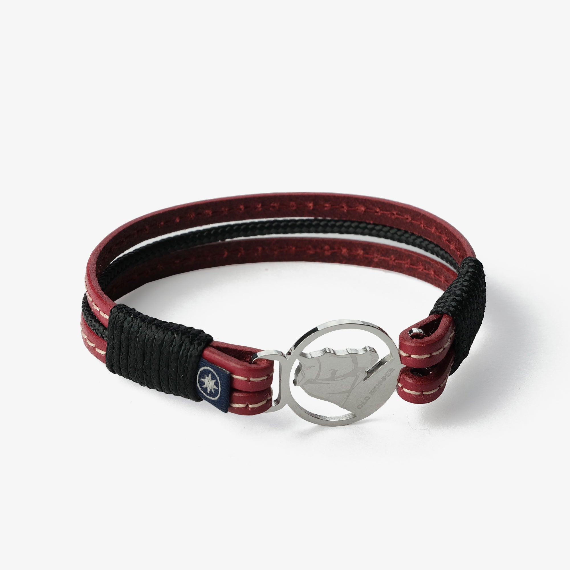 Brățară piele Old Skipper Dusk Serenade Wheel vișiniu-negru