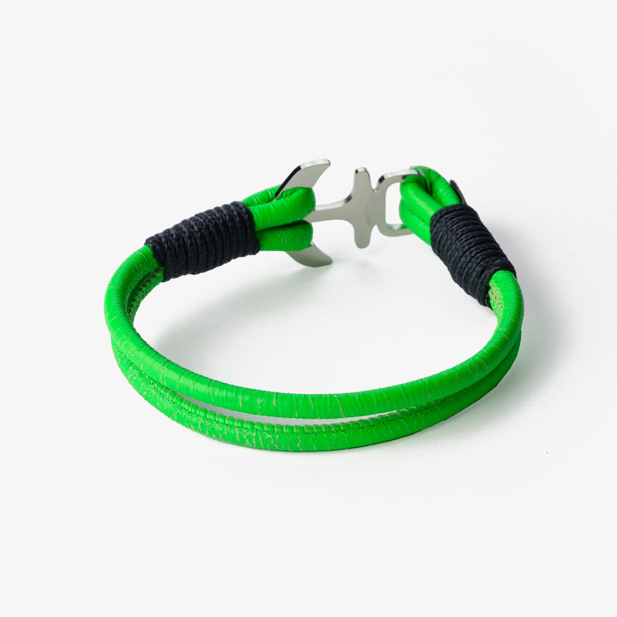 Old Skipper Neon Wave brățară piele Nappa verde neon