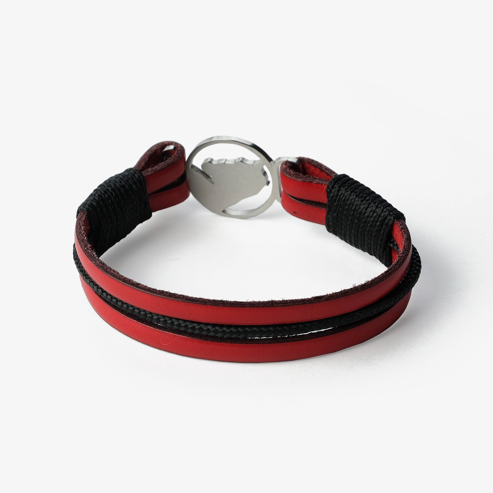 Old Skipper Scarlet bratara piele ancora rosie