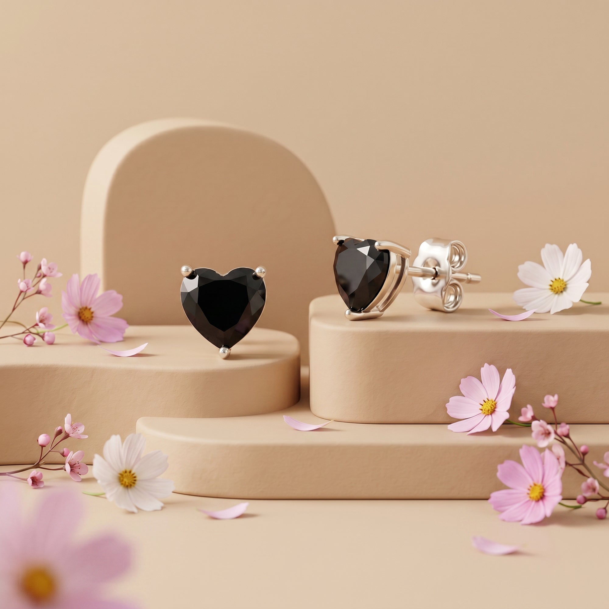 Engelsrufer Shiny cercei inimă argint zirconia negru
