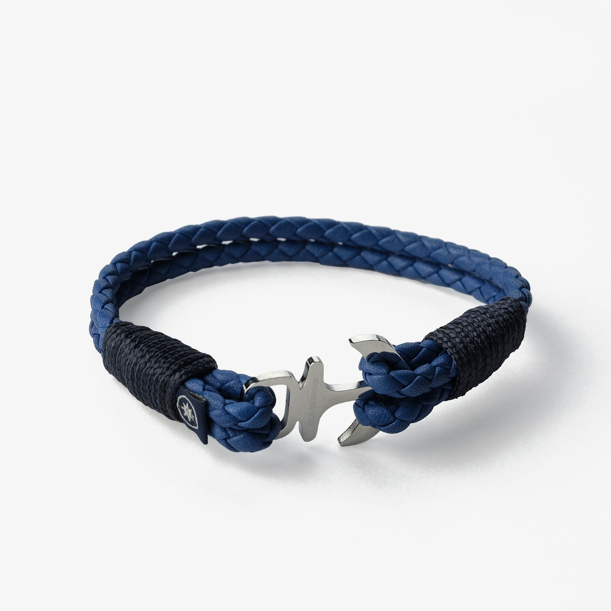 Old Skipper Blue Wave bratara piele albastra ancora