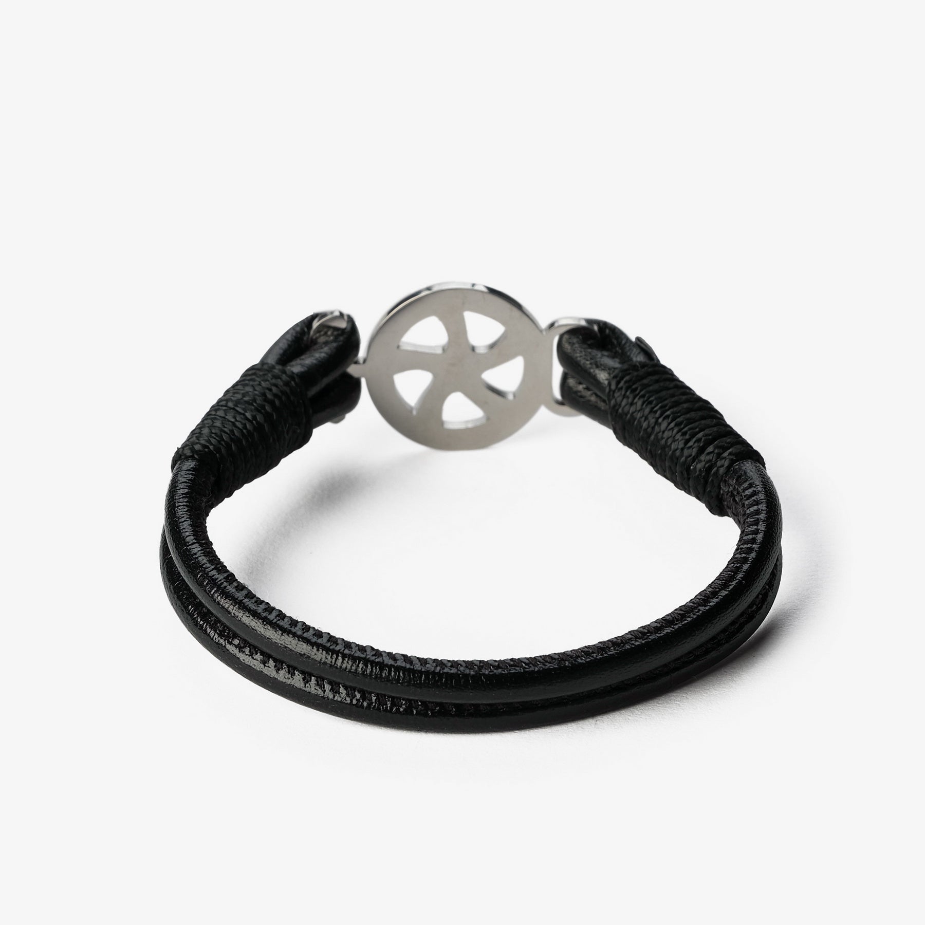 Old Skipper Nappa Black Metallic Wheel bratara piele negru