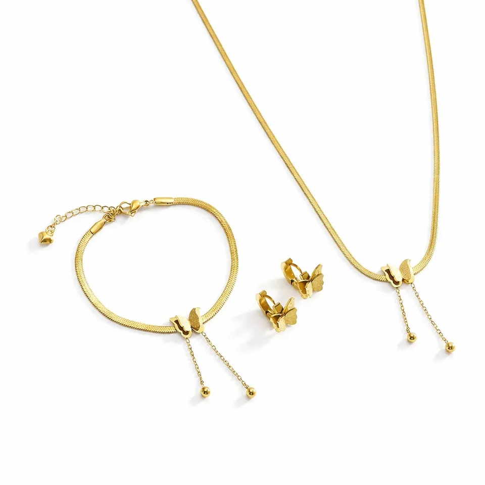 Rafini Golden Butterfly set auriu reglabil fluture