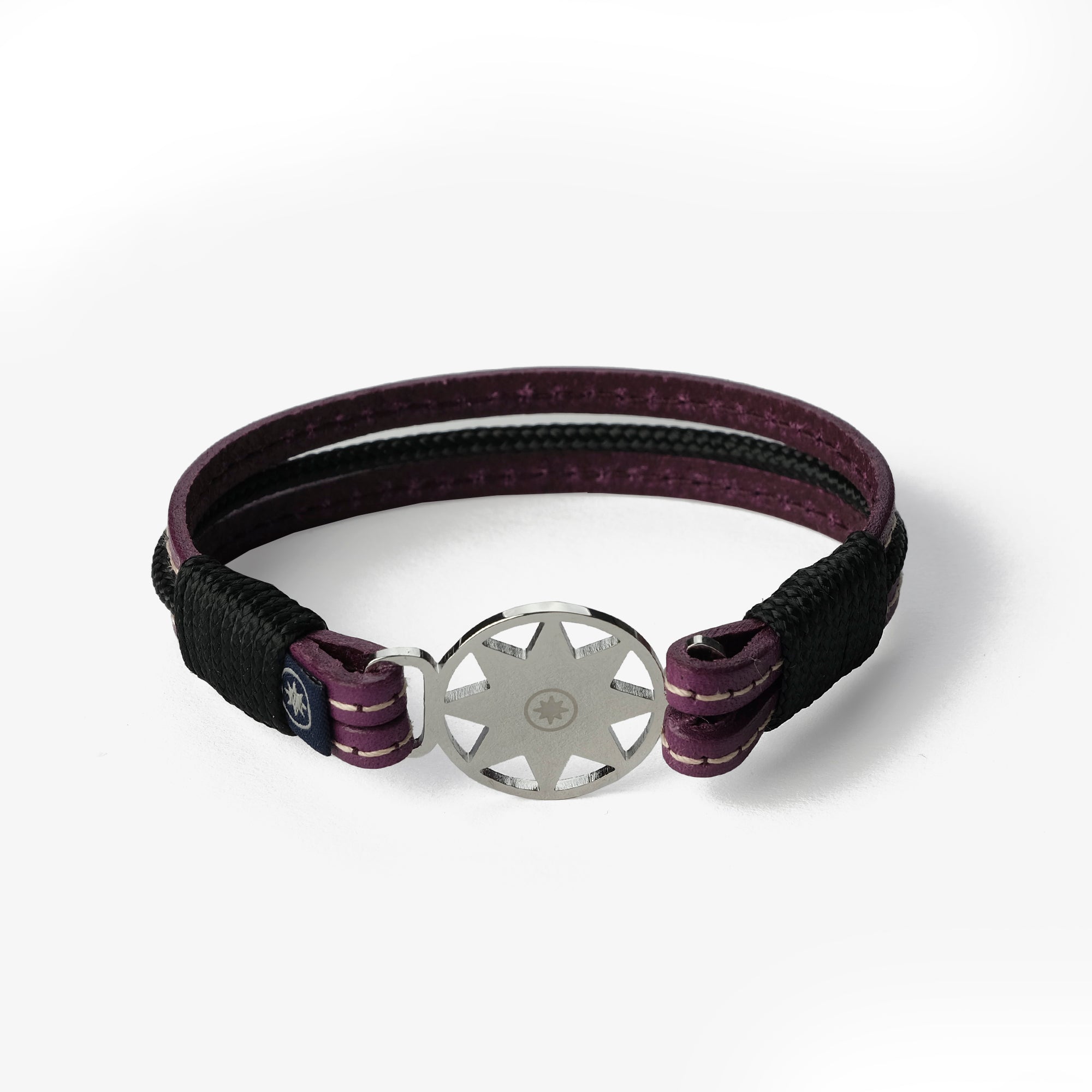 Old Skipper Plum Dream bratara piele mov-negru ancora