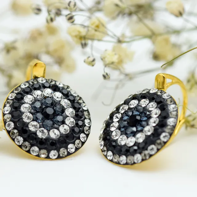 Chaton Queen Cercei aurii argint 925 suflat aur Swarovski Preciosa