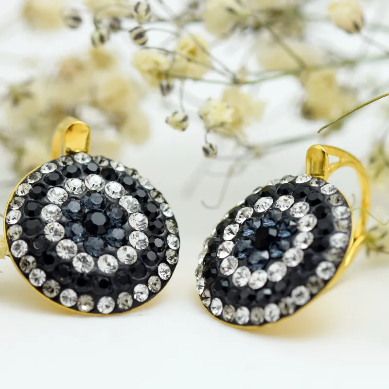 Chaton Queen Cercei aurii argint 925 suflat aur Swarovski Preciosa
