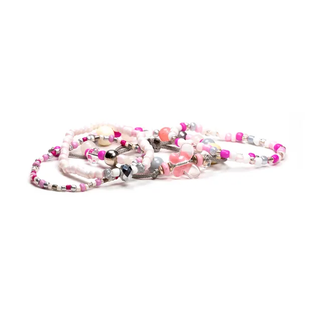 CrisFeather Lovely Pink set 5 brățări roz cristale
