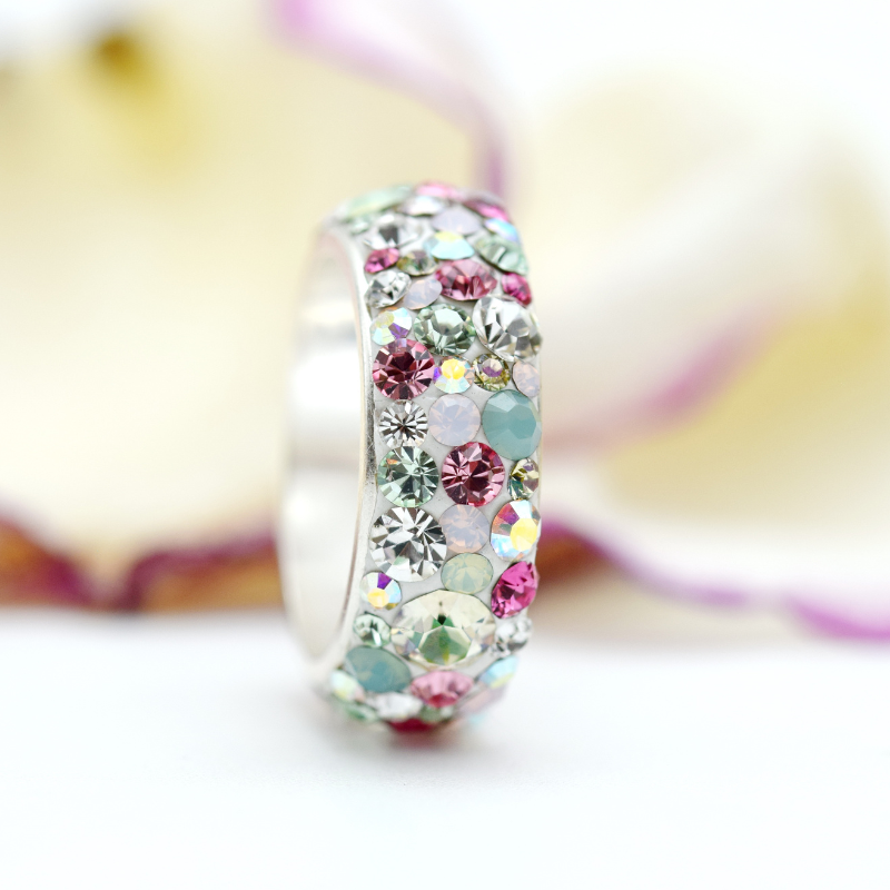 Margeluta.dincristal Pastel inel verigheta argint 925 cristale
