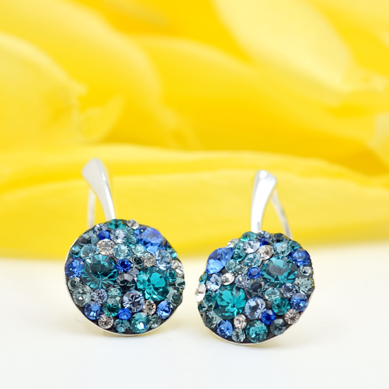 Margeluta.dincristal Chaton Regal Turquoise set argint 925 leverback