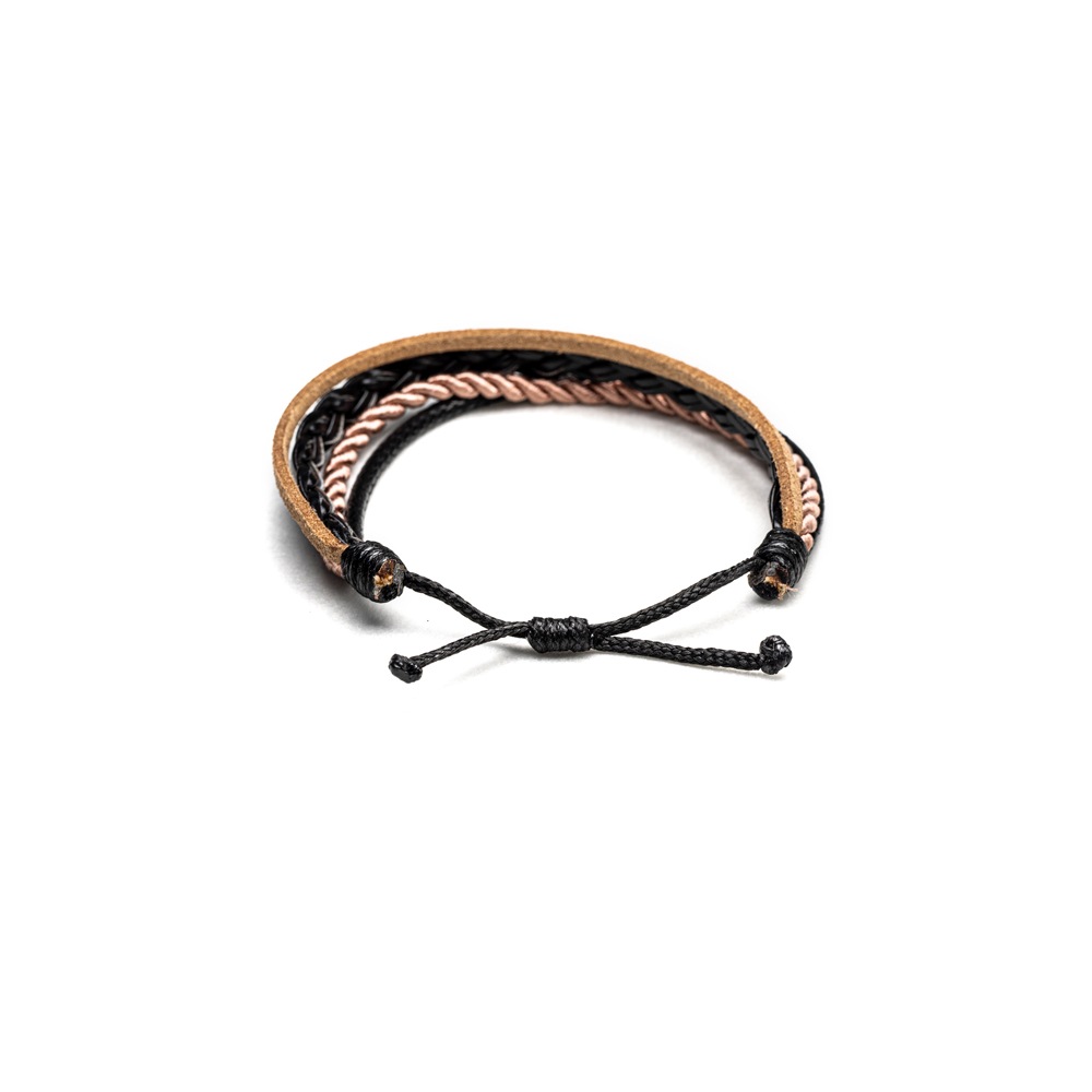 CrisFeather DarkChocolate brățară piele negru-maro auriu