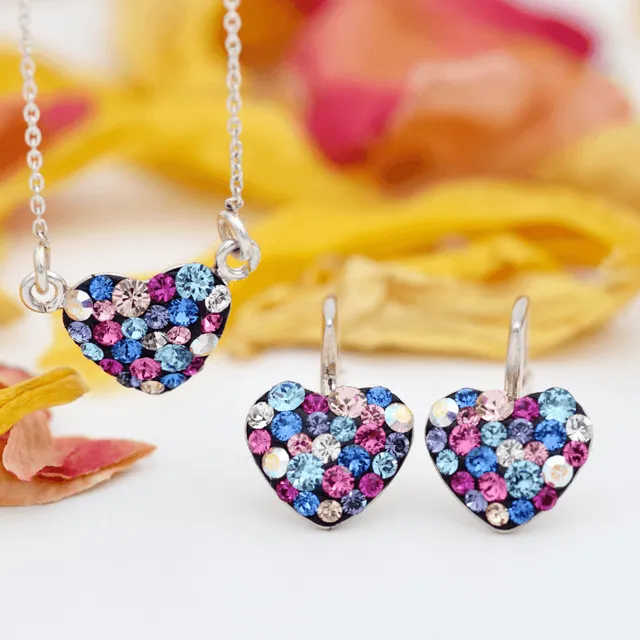 Margeluta.dincristal Inimioare set bijuterii argint 925 cu cristale