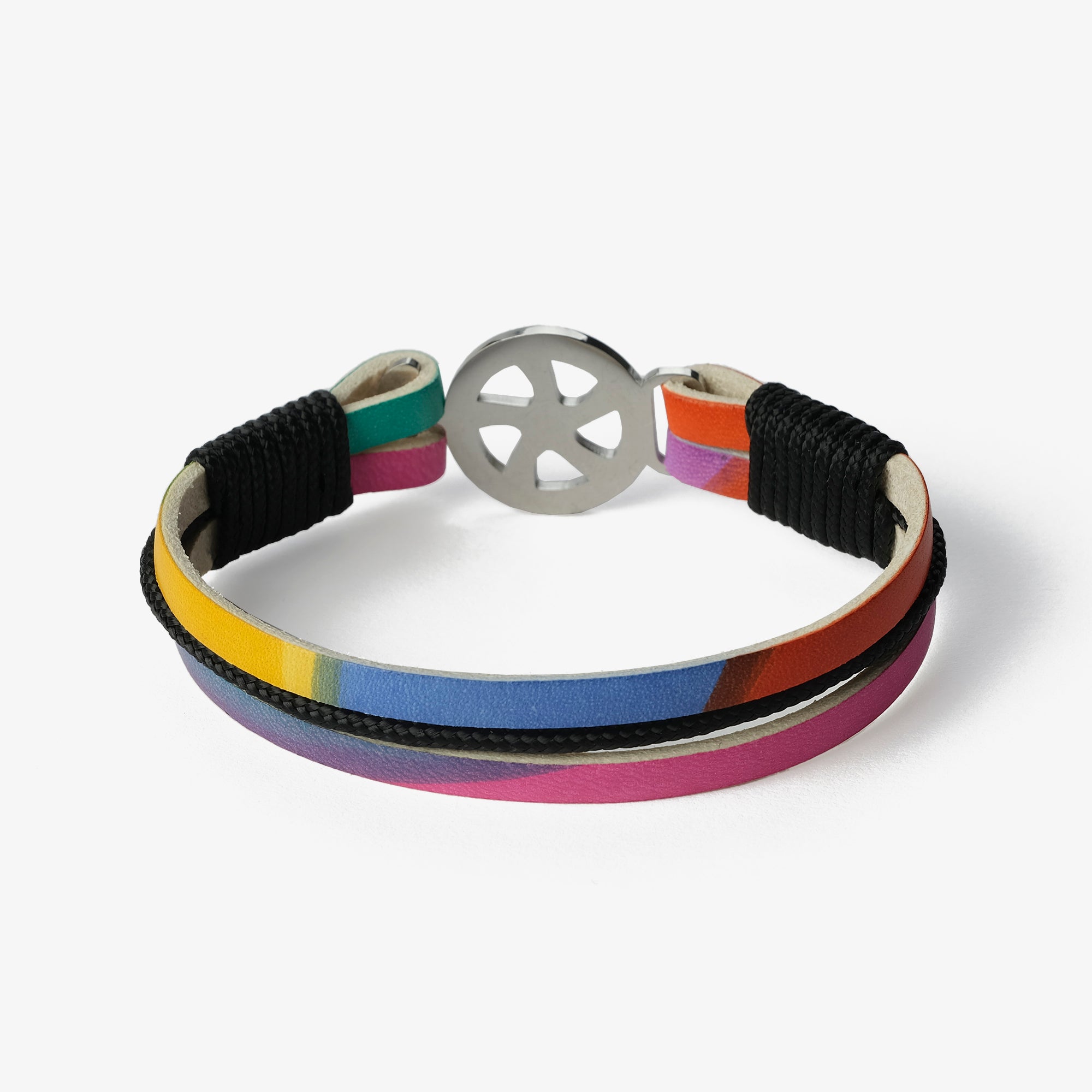 Old Skipper Pride brățară din piele Wheel multicolor-negru
