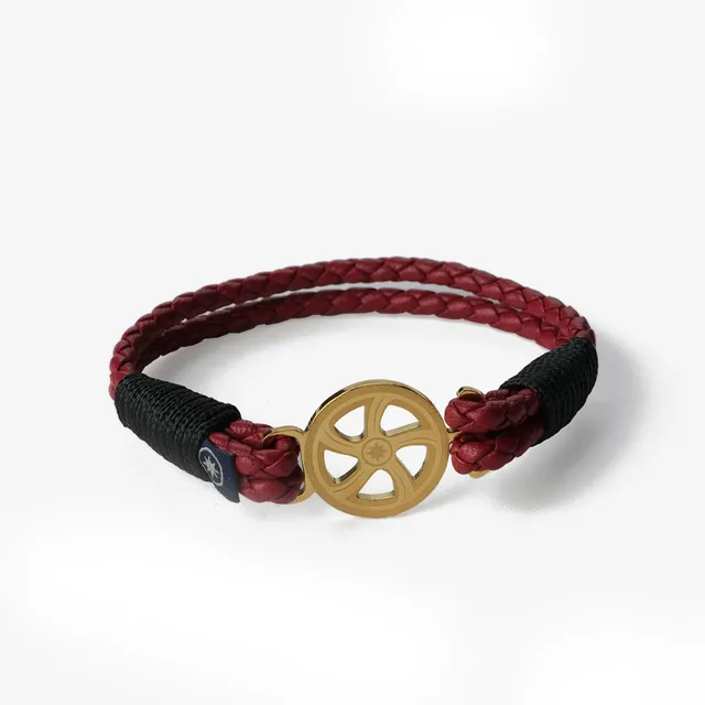 Old Skipper Crimson Waves brățară piele roșie împletită