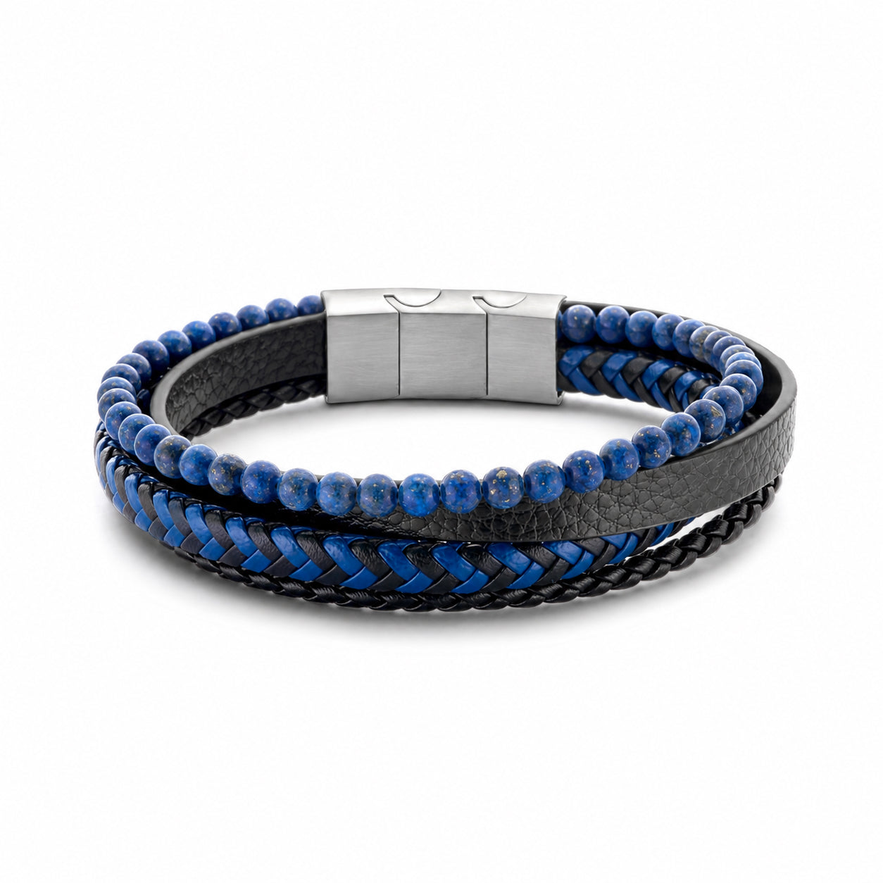 Frank 1967 Multi-Strand brățară piele agat negru