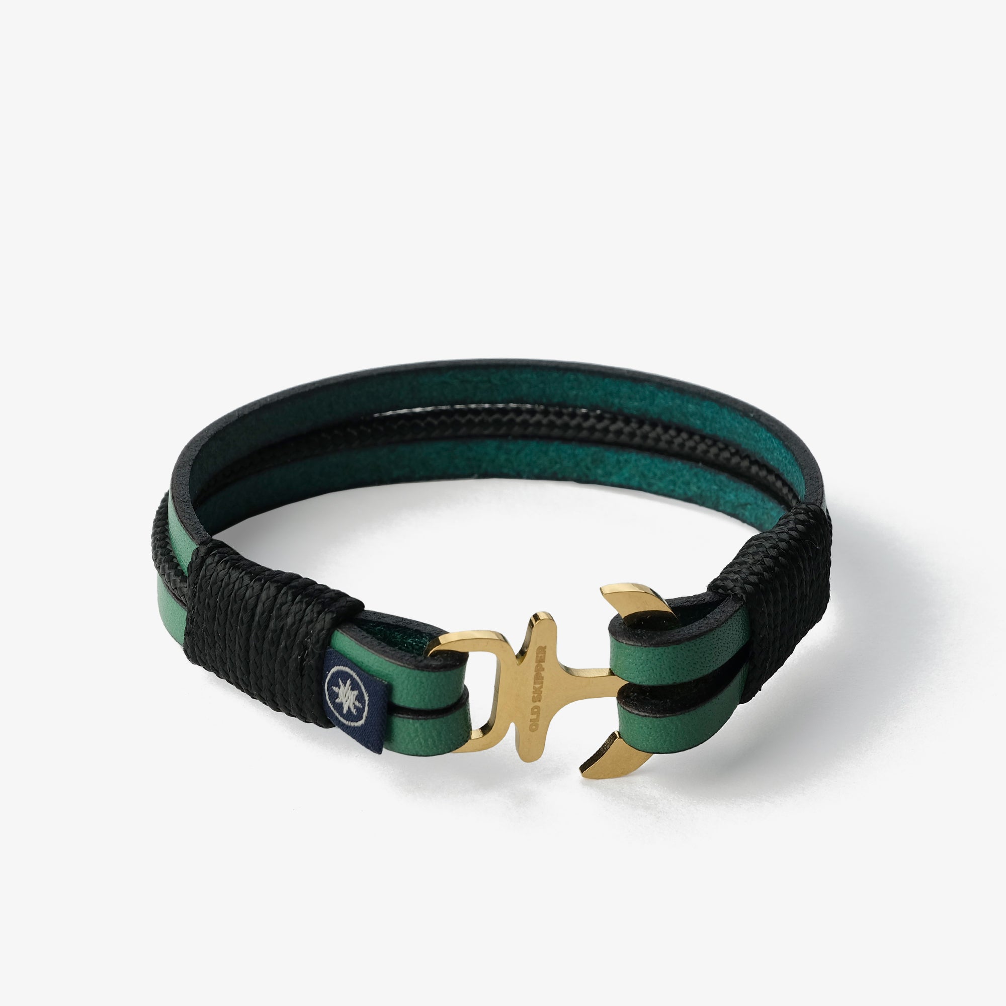 Bratara piele Old Skipper Emerald Seascape verde elice