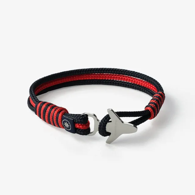 Old Skipper Crimson Nightfall brățară frânghie negru-roșu M 18cm