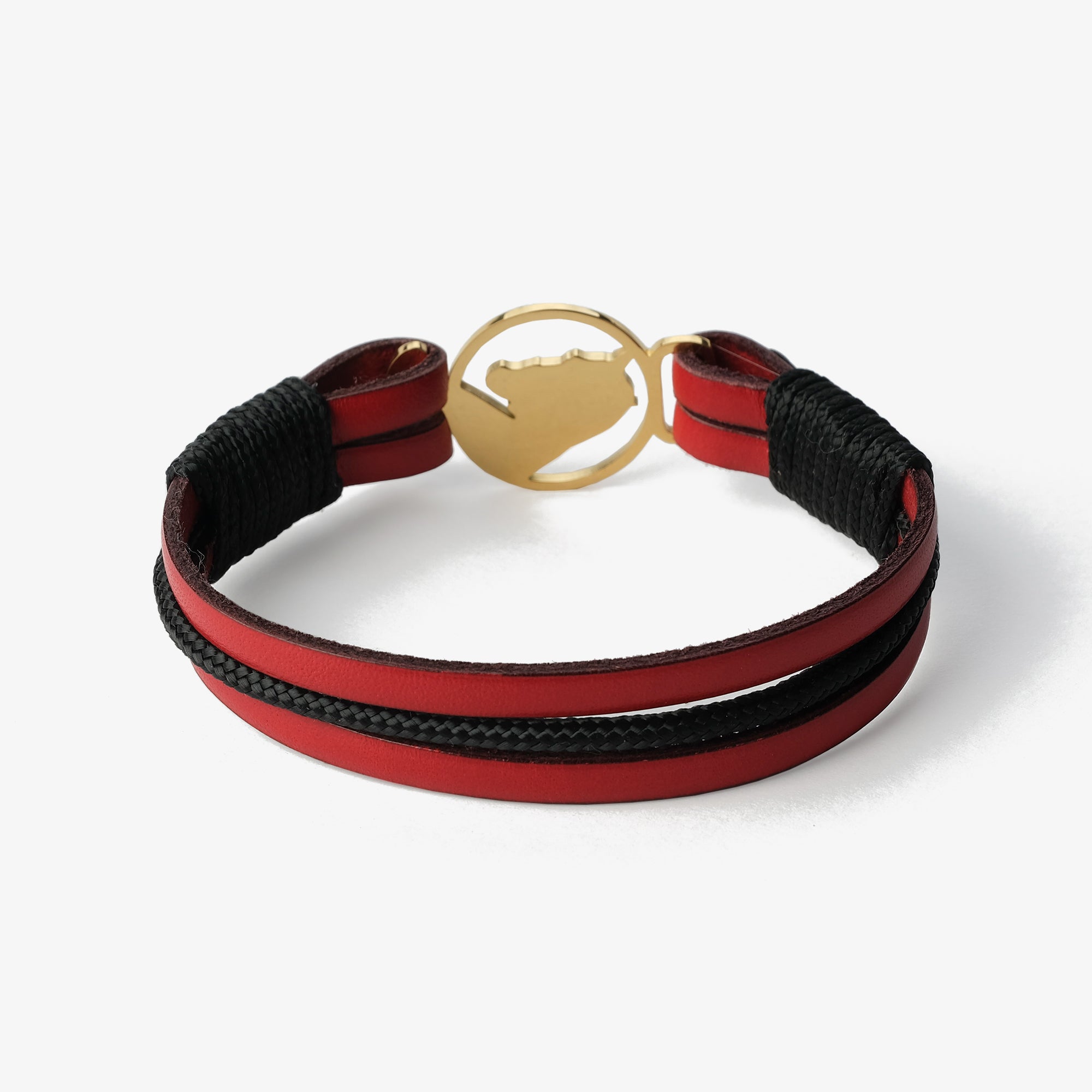 Old Skipper Scarlet Golden bratara piele rosu-negru cal auriu