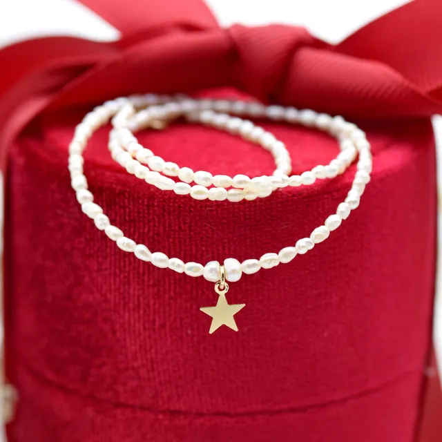 Mărgeluța din cristal Steluță colier perle aur 14k 2-2,5 mm