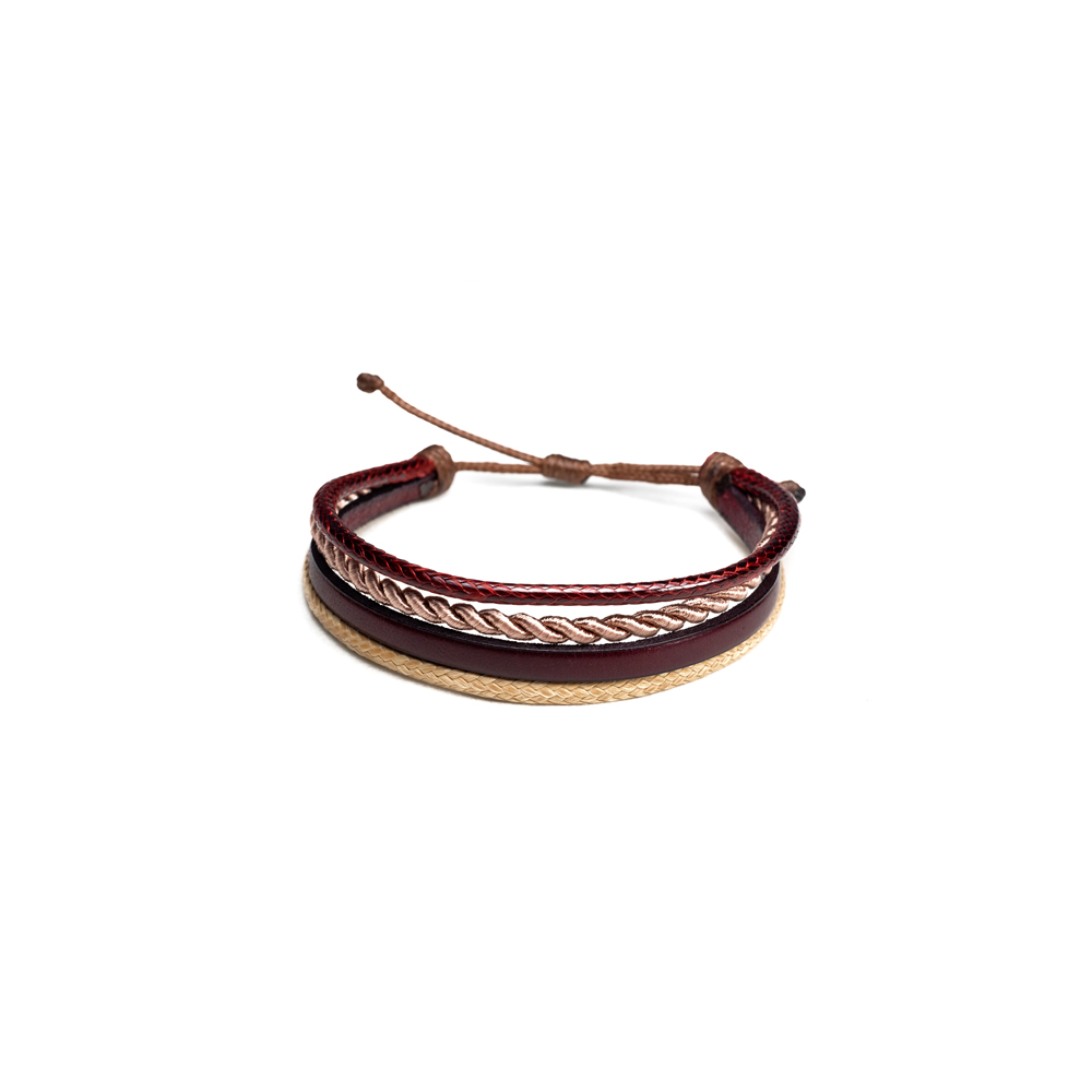 CrisFeather VelvetSkin brățară piele bărbați crem vișiniu