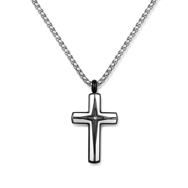 Frank 1967 Cross colier cruce piatră negru