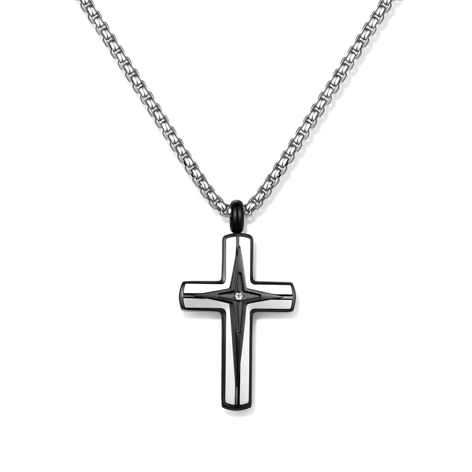 Frank 1967 Cross colier cruce piatră negru