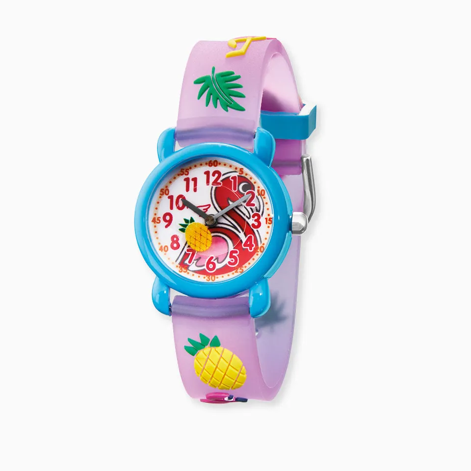 Herzengel Flamingo ceas copii roz cu penar