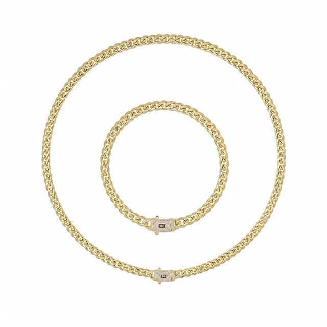 Rafini Monaco 6mm Gold set colier brățară aur 14K