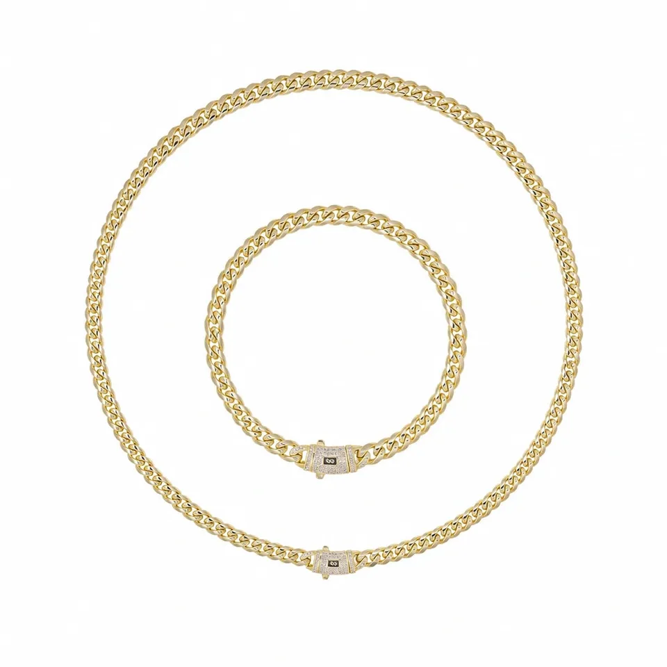 Rafini Monaco 6mm Gold set colier brățară aur 14K