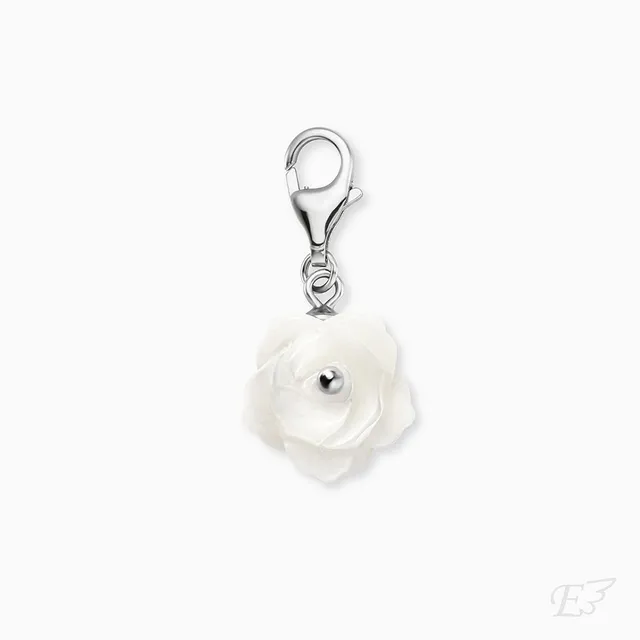 Engelsrufer charm argint trandafir sidef alb