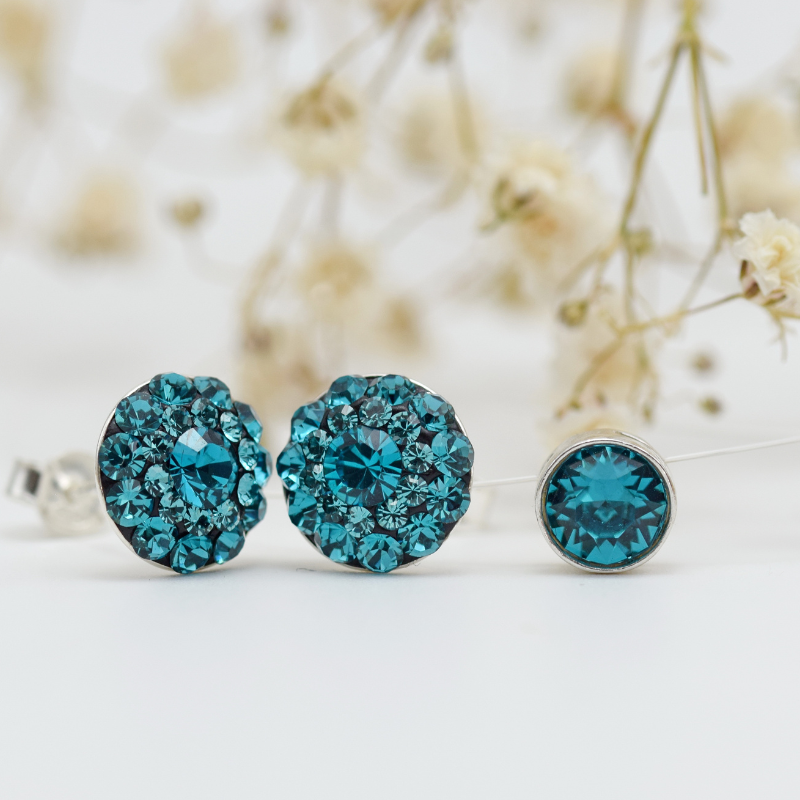 Margeluta.dincristal Indicolite set cercei lantisor argint 925