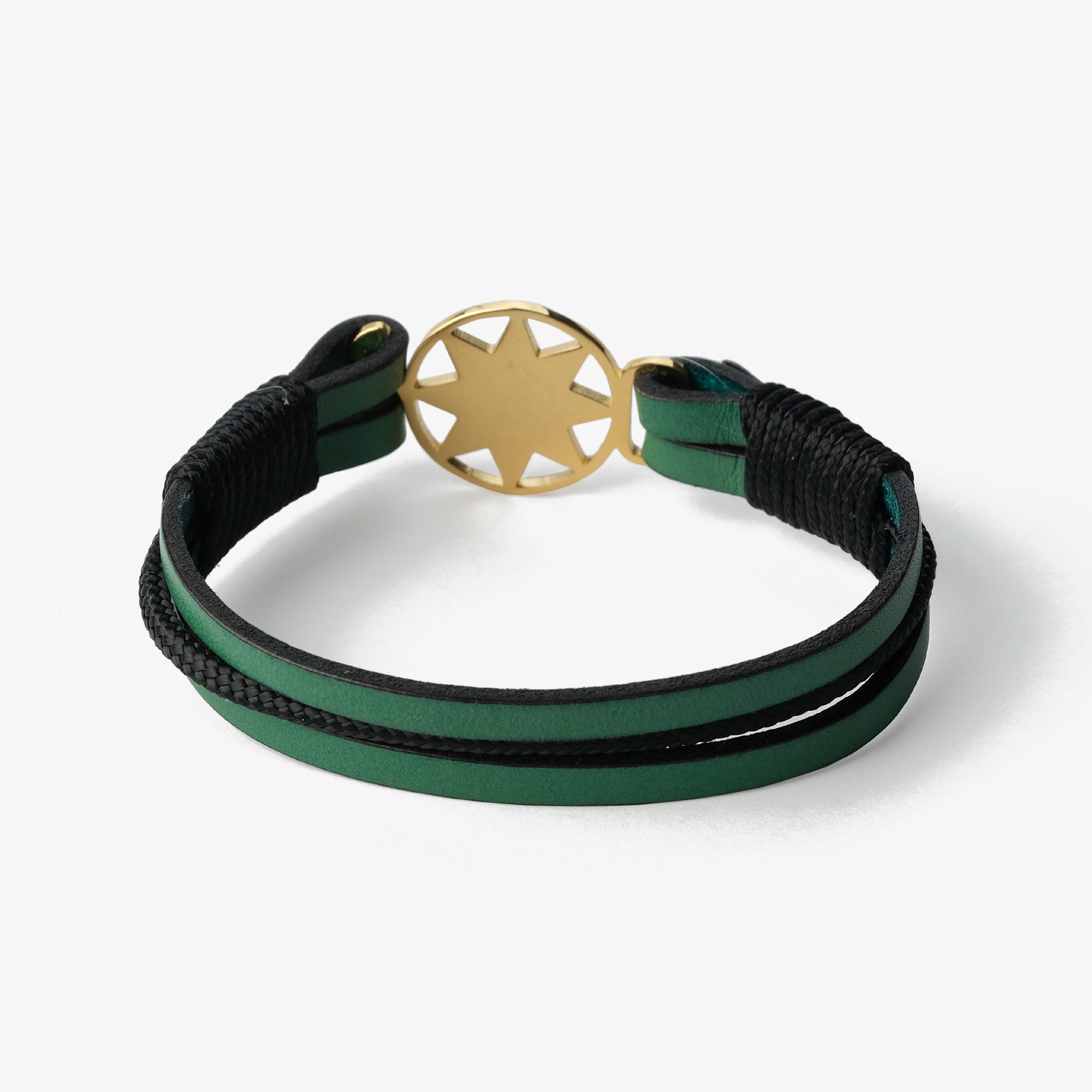 Old Skipper Emerald Seascape bratara piele verde-negru aur