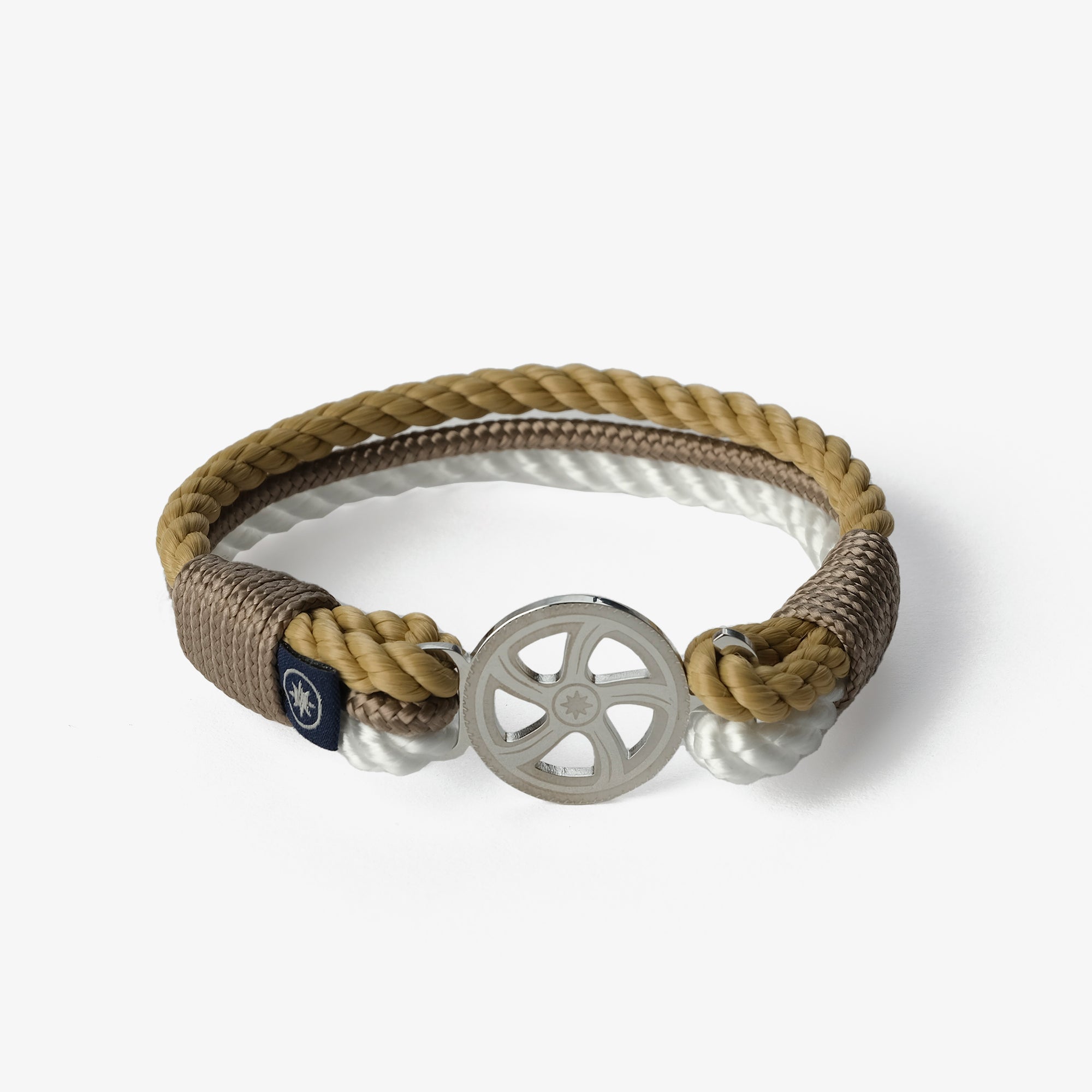 Old Skipper Seafarer Wheel brățară frânghie bej-alb