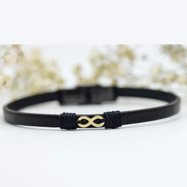 Brățară piele naturală Infinit aur 14k Margeluta.dincristal