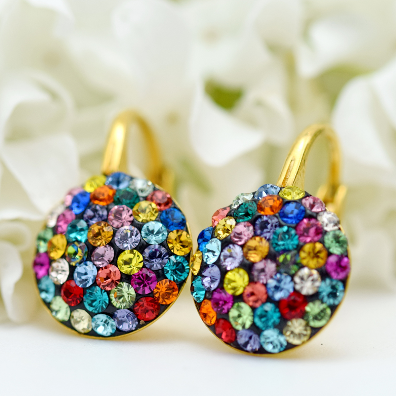Mărgeluța din Cristal Mini Chaton Ball cercei argint 925 multicolor