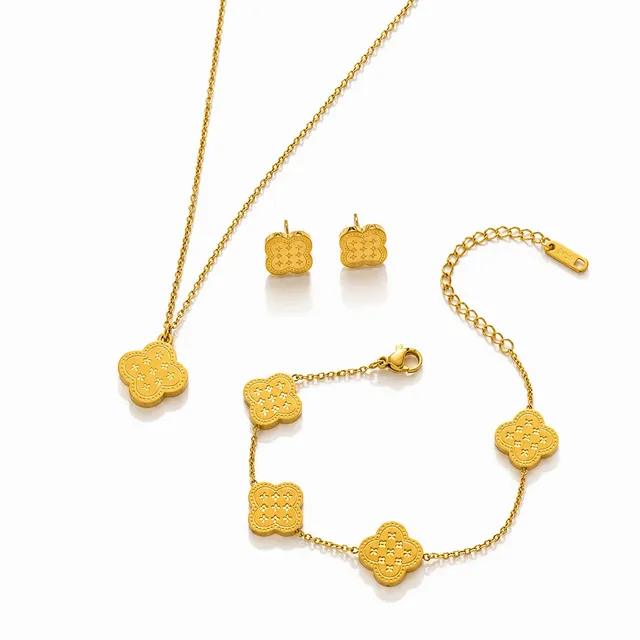 Rafini Golden Clover set placat aur 18K