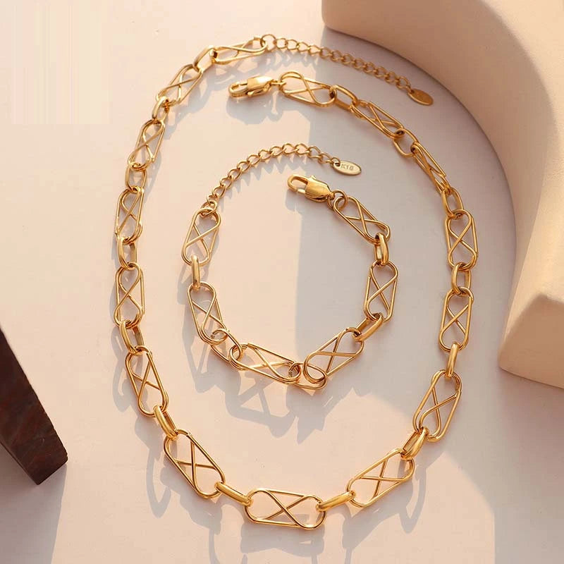 Set Rafini Golden Twist reglabil placat aur 18K