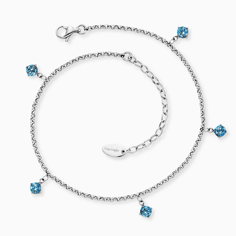 Engelsrufer Shiny bratara picior otel zirconia albastra