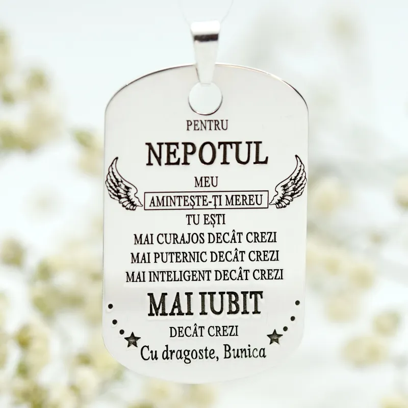 Plăcuță army Nepotul meu argint 925 Margeluta.dincristal