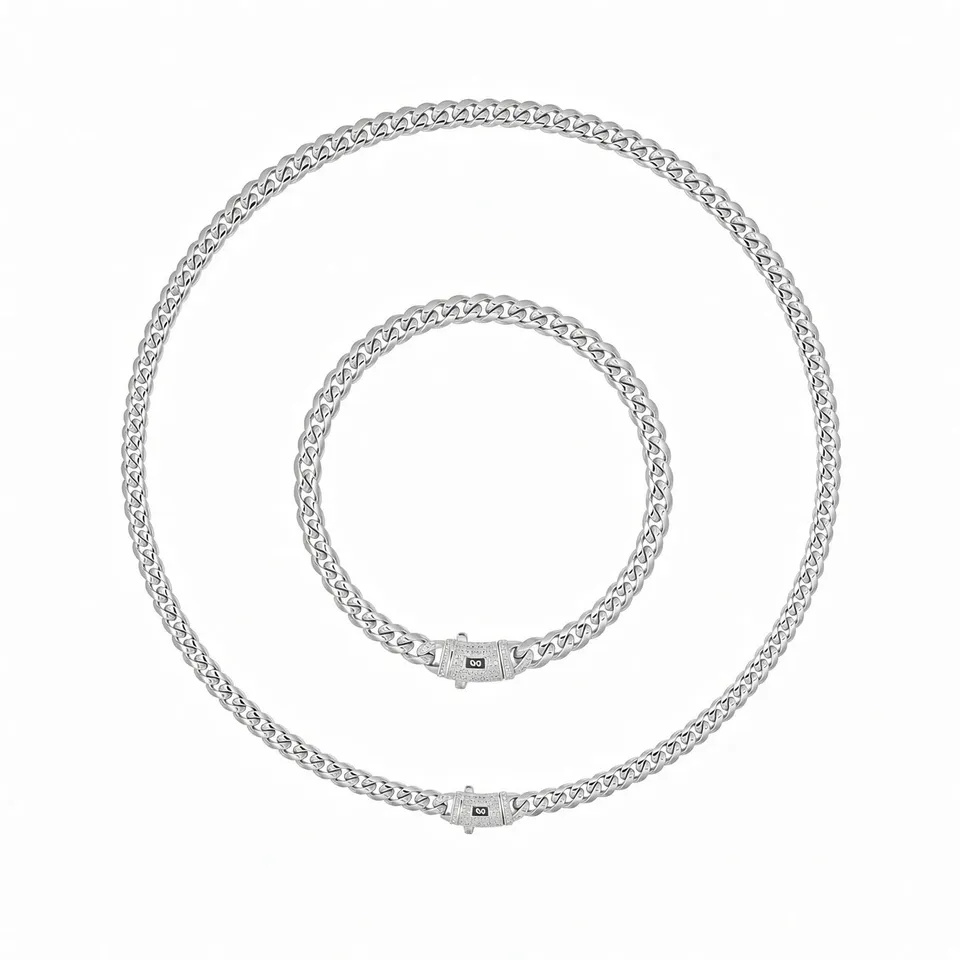 Rafini Monaco 6mm set colier brățară silver