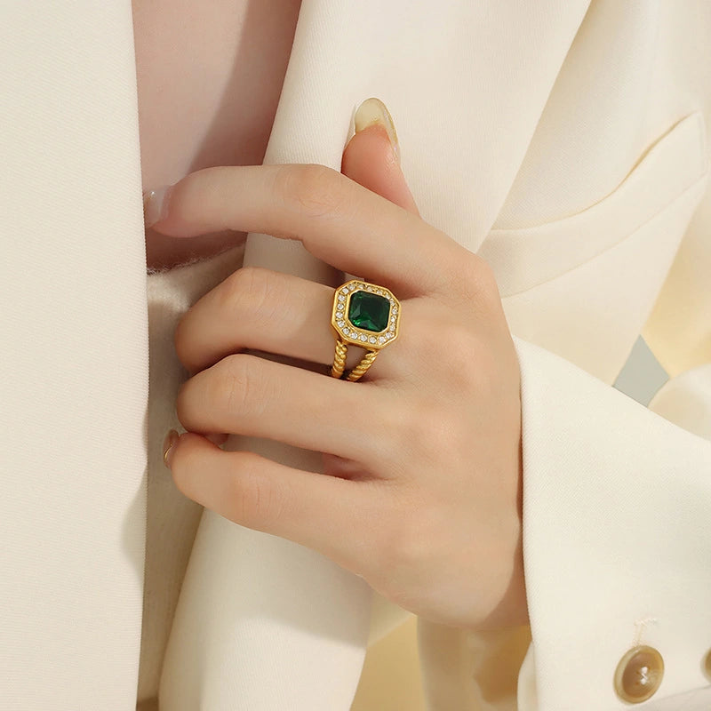 Rafini Royal Emerald inel verde 7 8