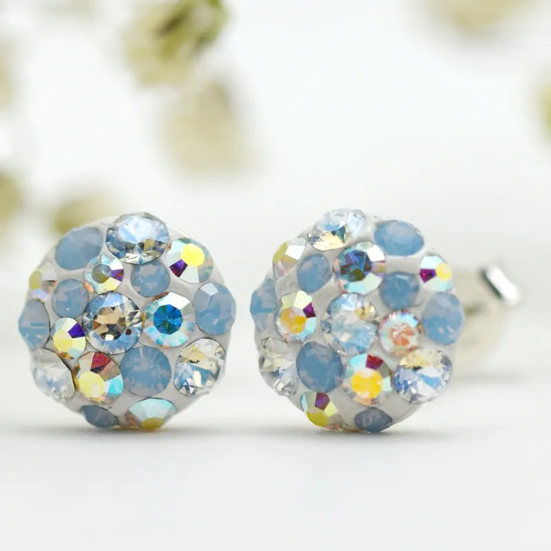 Mărgeluța Mini Chaton Ball Blue Opal cercei argint cu șurub