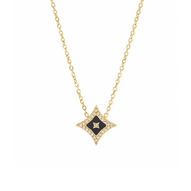Rafini Black Star lănțișor placat aur 18K