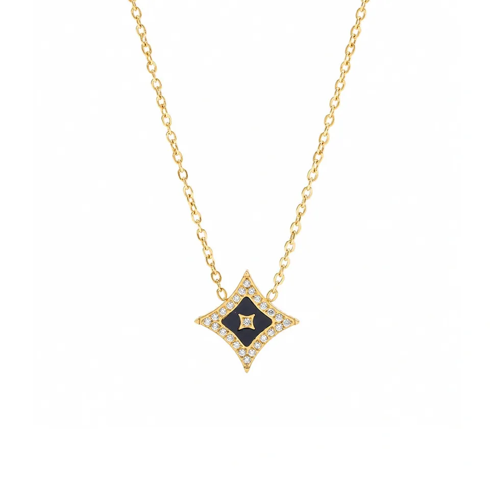 Rafini Black Star lănțișor placat aur 18K