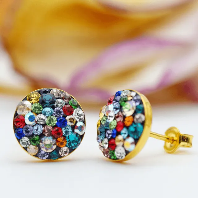 Margeluta.dincristal Chaton Ball cercei șurub multicolor aur 10mm