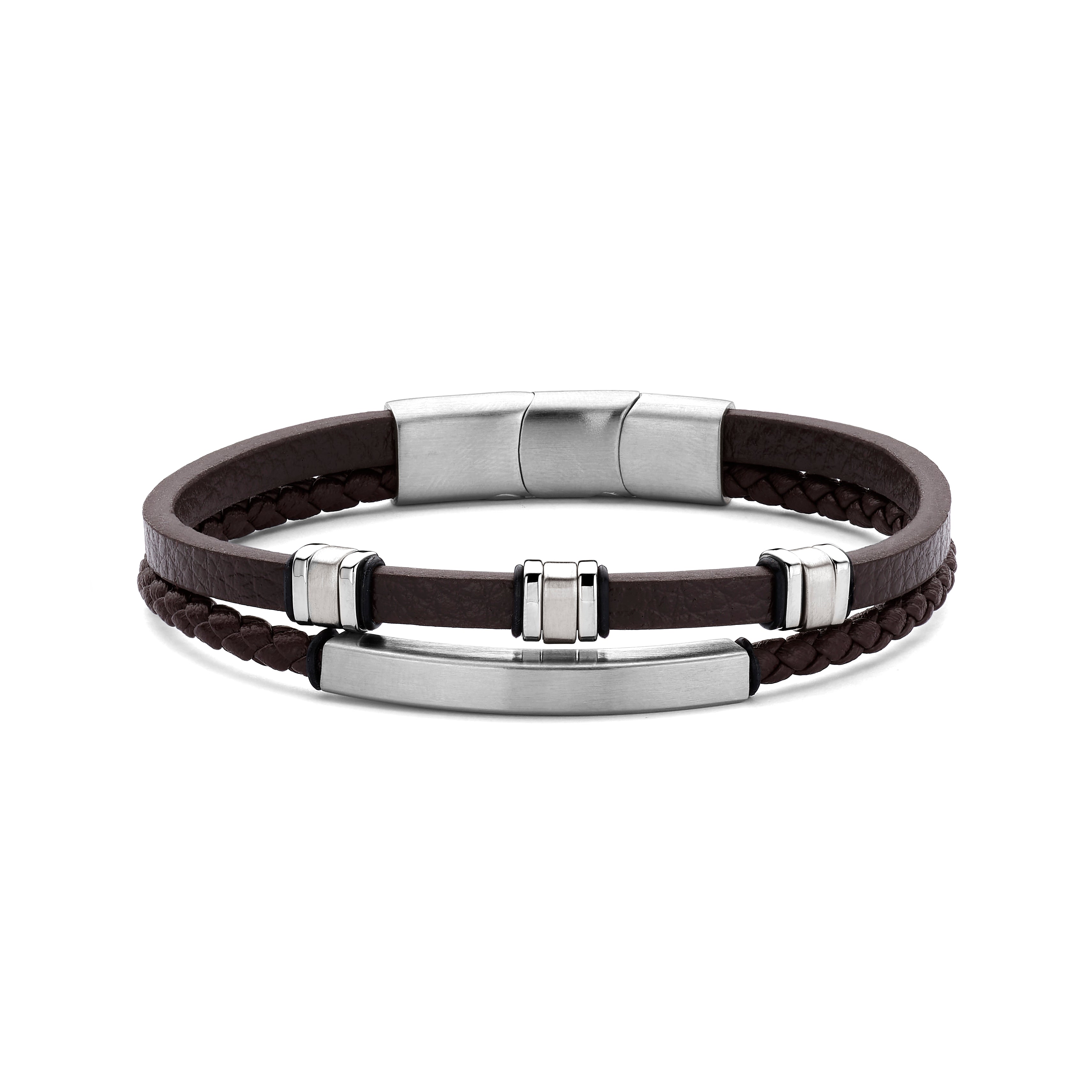 Frank 1967 Double Leather Steel Clasp brățară neagră